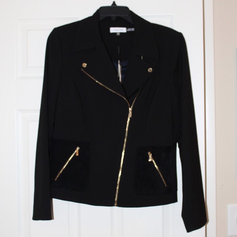 NWT Calvin Klein Suede Pocket Biker Jacket